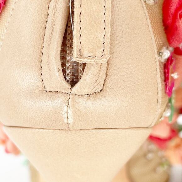 Manolo Blahnik Clizia Tan Mesh Bootie with Sequin and Floral Appliqué IT 40.5 - Picture 11 of 14